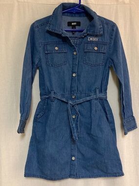 Girls Size 5 DKNY Denim Dress with Matching Belt